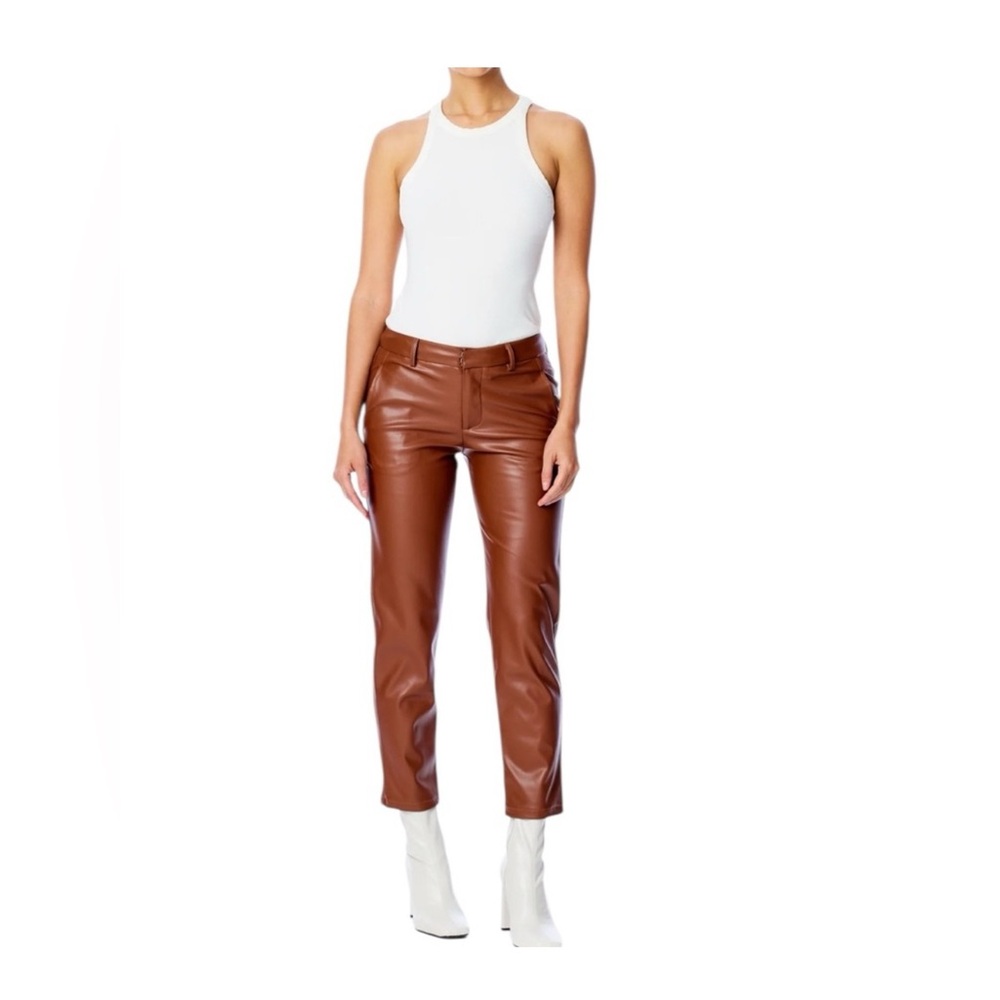 LBLC The Label Franny Faux Leather Trouser IN Chestnut